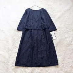 新品　東京ソワール　定価5.5万円　レース　ワンピース　XL 13号　ネイビーのサムネイル