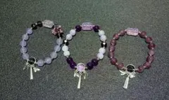 ガラスビーズブレスレット 紫系3点セット