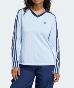 adidas フットボールジャカードVネック長袖ポロシャツ