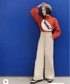 titivate　フロント レースアップ　ハイウエスト　ワイドパンツ
