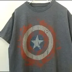 MARVEL キャプテンアメリカ プリントTシャツ ネイビー M 古着