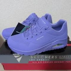 【新品】SKECHERSスケッチャーズウノスタンドオン エア スニーカー 紫のサムネイル