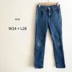 【無印良品】 MUJI デニムパンツ スキニーデニム ブルー W24 S 綿混