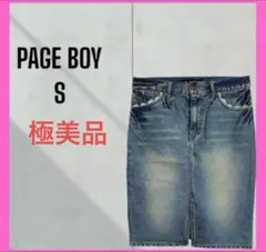 極美品　[PAGE BOY] 膝丈タイトスカート　レース　スリット　デニムのサムネイル