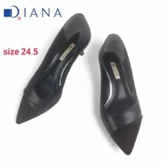 【DIANA/ダイアナ】 美品 ミドルヒール パンプス ポインテッド 24.5