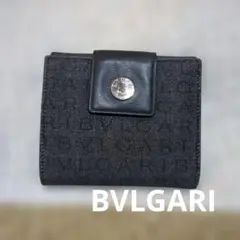 ブルガリ ロゴマニア 二つ折り財布 ブラック デニム