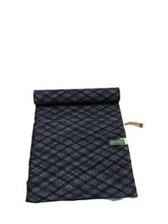 TY9反物 格子紺青100%綿　三春染ゆかた　高級生地使用