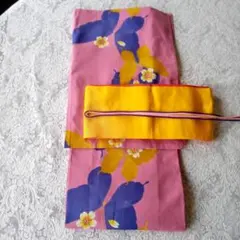 高島屋　未使用　浴衣(綿)・帯セット　&おまけ　細帯締め2本　夏祭り　花火大会