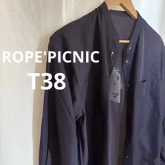 ROPE'PICNICバンドカラーシアーシャツT38ダークブラウン