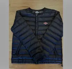 DANTON インナーダウンジャケットネイビー38紺色ノーカラ