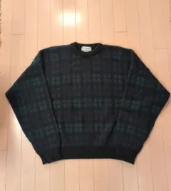USA製 80s〜90s L.L.Bean ブラックウォッチ柄 ニット アメ製