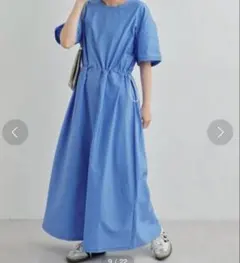 新品　チャオパニック　ドロストTeeワンピース　ブルー　L 半袖　ロングワンピのサムネイル