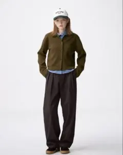 GU チノバレルレッグタックパンツ　ブラウン　M
