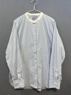 ［美品］MUJI バンドカラー ストライプシャツ XL
