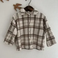 ［韓国服］the lala チェック柄長袖シャツ ベージュ系