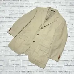 【ポールスチュアート】テーラードジャケット 背抜き ベージュ ウール 麻 シルク