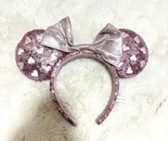 ディズニー ハート模様　カチューシャ ピンク　ミニー　スパンコール