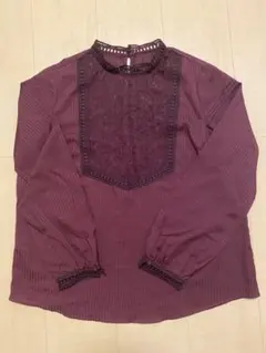 フェリシモIEDIT ボルドー色刺繍入り長袖トップス　Sサイズのサムネイル