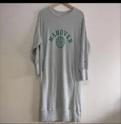 Champion HANOVER ロゴ 長袖ワンピース グレー　パーカ