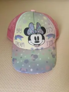 子供　ミニーマウス キャップ 52cm ピンク/グリーン