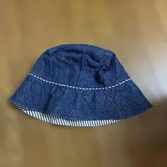 ネイビー バケットハット デニム風