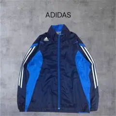 ADIDAS アディダス 刺繍ロゴ 裏メッシュ ウインドブレーカー ネイビー M
