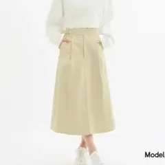 ジーユーGUベージュ ロングフレアスカート ベルト付き