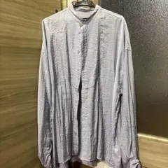 薄紫 長袖シャツ ボタン付き