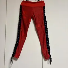 ZUMBA 編み込み サイドレースアップ レギンス レッド ブラックのサムネイル