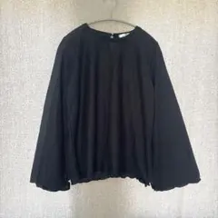 美品✦tal.by yumi シアーニットカットソー M 黒ブラック 袖フレア