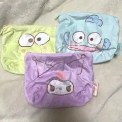 サンリオ ふわふわFACE台形ポーチ クロミ けろけろけろっぴ ハンギョドン