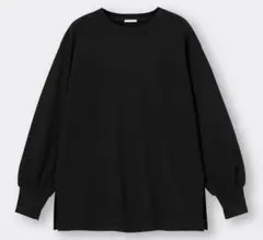 GU/ジーユー ライトスウェットオーバーサイズT(長袖) ブラック XL