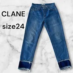 ✨️美品✨️CLANE デニムパンツ size24 カットオフ フリンジ 紺のサムネイル