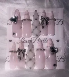 ネイルチップ 韓国 ワンホン ギャル ロング ガーリー スナ系 冬