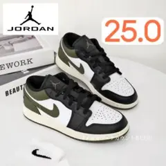【新品25cm】NIKE｜エアジョーダン１GS｜ブラック/カーキ/ホワイトのサムネイル
