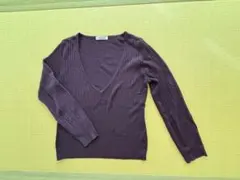 NEWYORKERの透かし模様のVネック 長袖セーター パープル　値下げしました