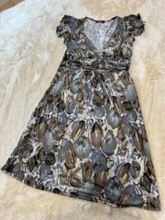 FIFILLES 花柄 半袖 ひざ丈ワンピース