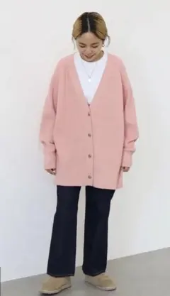 AMERICAN HOLIC ピンク ボタン付きニットカーディガン