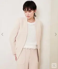 allurevilleマットストレッチ ノーカラージャケット ベージュのサムネイル