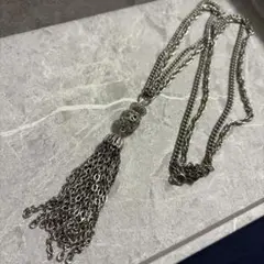 【重厚】ヴィンテージ デザインチェーンネックレス 60cm シルバーカラー レア