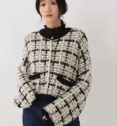 新品チェック柄ツイード風カーディガン