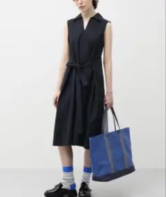 希少　ユニクロ　JWAnderson シアサッカー　ノースリーブ　ワンピース　Lのサムネイル