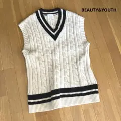 BEAUTY&YOUTH チルデンニット ニットベスト ネイビー