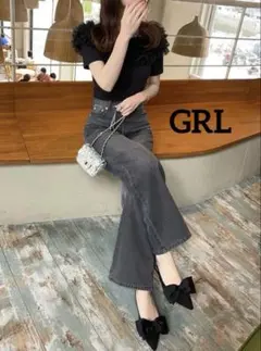 k0123 GRL ストレートデニムパンツ ブラック