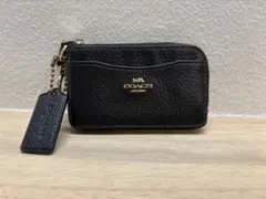 【美品】COACH コーチ コインケース レザー ブラック キーリング付き