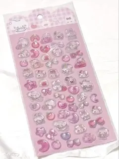 ピンク ボンボンドロップシール風 立体シール うさぎ 犬 うるちゅるポップ風