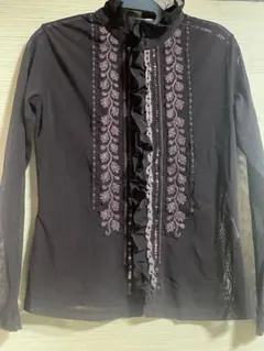 【美品】HIROKO KOSHINO コシノヒロコフリル装飾 シアーカーディガンのサムネイル