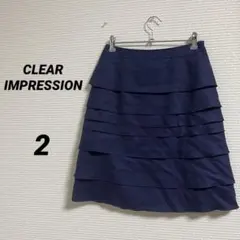 【クリアインプレッション 】ティアードスカート 段フリル 上品 オフィス Mのサムネイル