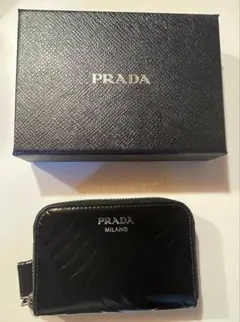 【極美品】Prada プラダ コインケース ファスナー ブラック 革