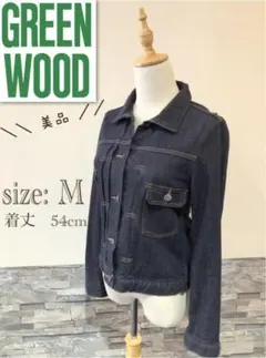 ＊ 美品　green wood デニム風　ジャケット　M 長袖　ブルー　濃い